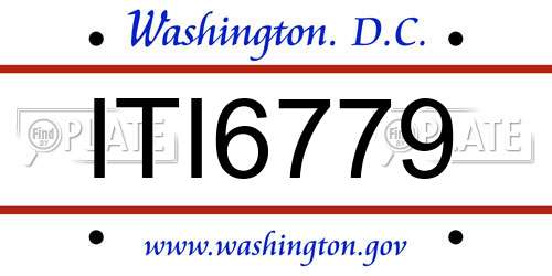 ITI6779 District Of Columbia License Plate