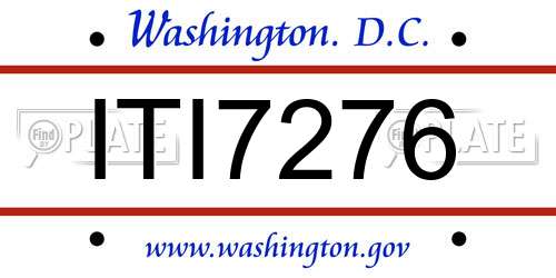 ITI7276 District Of Columbia License Plate