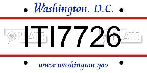 ITI7726 District Of Columbia License Plate