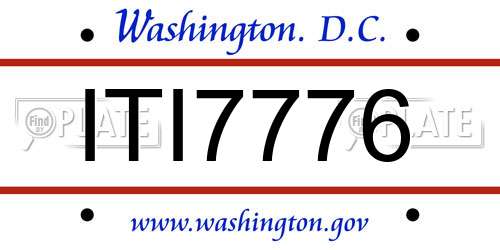 ITI7776 District Of Columbia License Plate