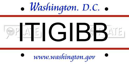 ITIGIBB District Of Columbia License Plate