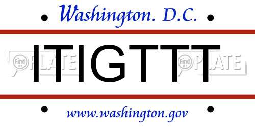ITIGTTT District Of Columbia License Plate