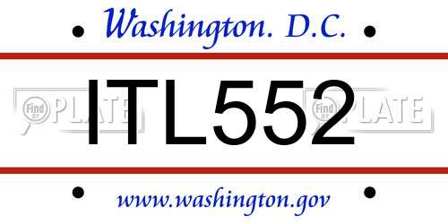 ITL552 District Of Columbia License Plate
