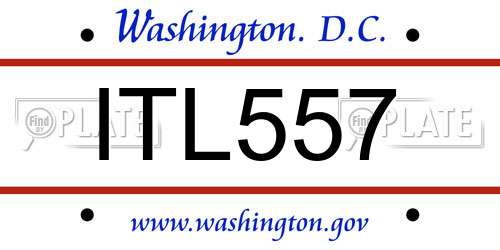 ITL557 District Of Columbia License Plate