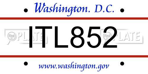 ITL852 District Of Columbia License Plate