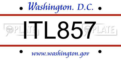 ITL857 District Of Columbia License Plate
