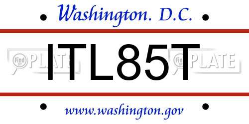 ITL85T District Of Columbia License Plate