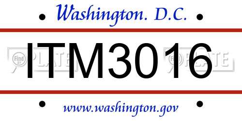 ITM3016 District Of Columbia License Plate
