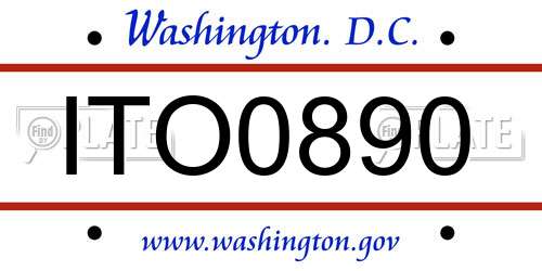 ITO0890 District Of Columbia License Plate