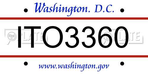 ITO3360 District Of Columbia License Plate