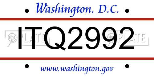ITQ2992 District Of Columbia License Plate