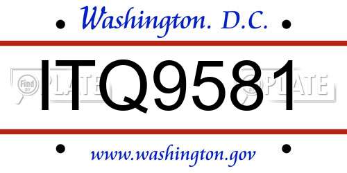 ITQ9581 District Of Columbia License Plate