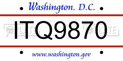 ITQ9870 District Of Columbia License Plate