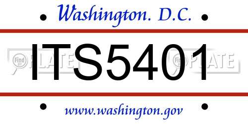 ITS5401 District Of Columbia License Plate