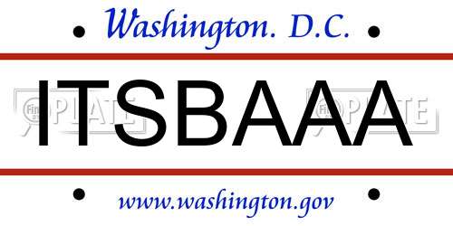 ITSBAAA District Of Columbia License Plate
