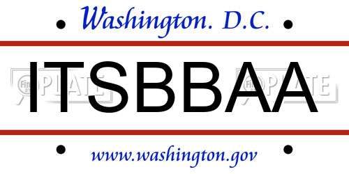 ITSBBAA District Of Columbia License Plate