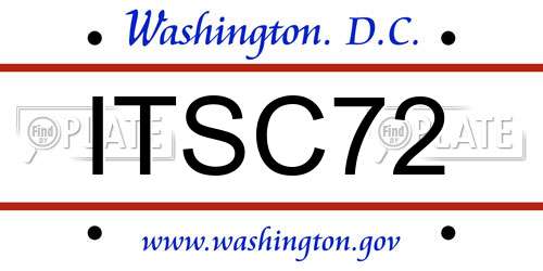 ITSC72 District Of Columbia License Plate