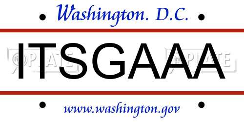 ITSGAAA District Of Columbia License Plate
