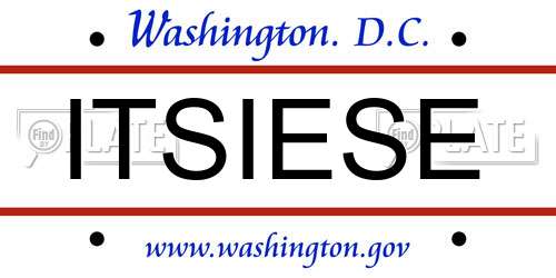 ITSIESE District Of Columbia License Plate