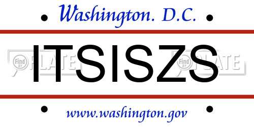 ITSISZS District Of Columbia License Plate