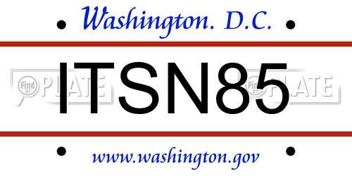 ITSN85 District Of Columbia License Plate
