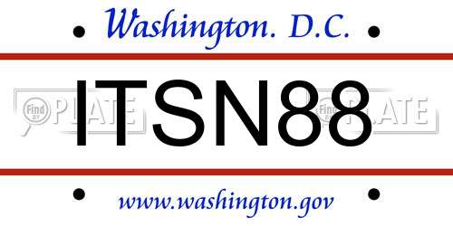 ITSN88 District Of Columbia License Plate