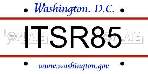 ITSR85 District Of Columbia License Plate