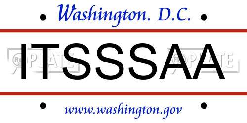 ITSSSAA District Of Columbia License Plate