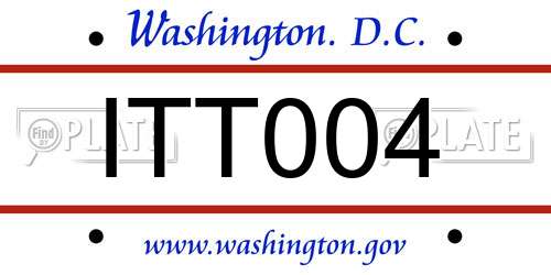 ITT004 District Of Columbia License Plate