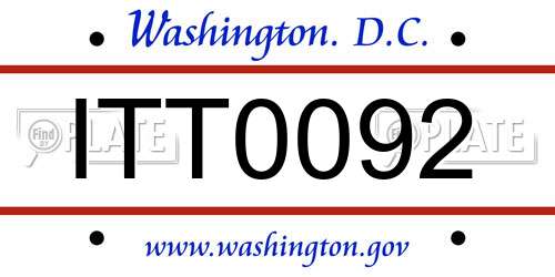 ITT0092 District Of Columbia License Plate