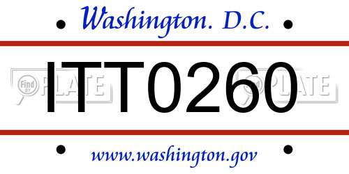 ITT0260 District Of Columbia License Plate