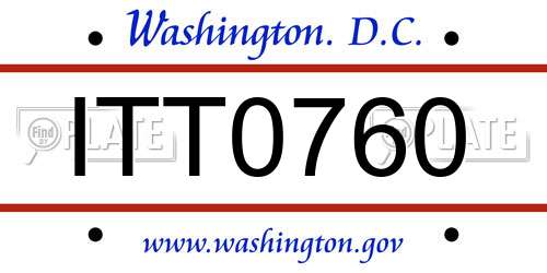 ITT0760 District Of Columbia License Plate