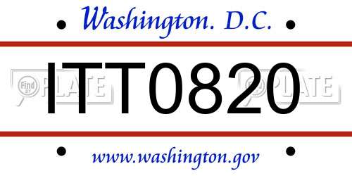 ITT0820 District Of Columbia License Plate