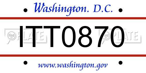 ITT0870 District Of Columbia License Plate