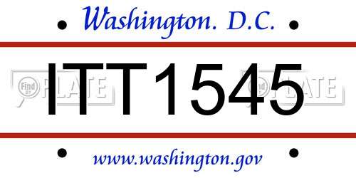 ITT1545 District Of Columbia License Plate