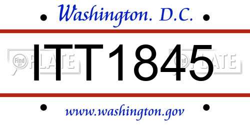 ITT1845 District Of Columbia License Plate