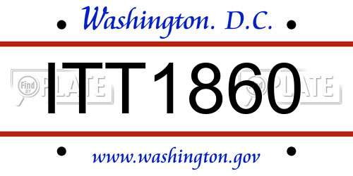 ITT1860 District Of Columbia License Plate