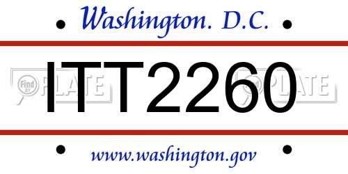 ITT2260 District Of Columbia License Plate