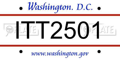 ITT2501 District Of Columbia License Plate