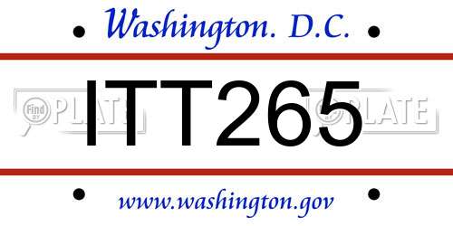 ITT265 District Of Columbia License Plate
