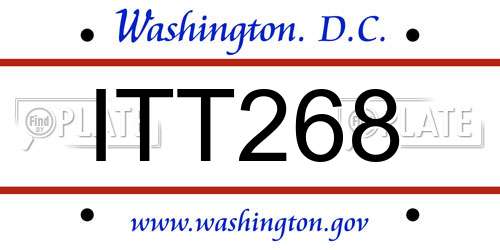 ITT268 District Of Columbia License Plate