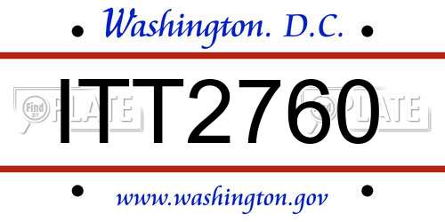 ITT2760 District Of Columbia License Plate