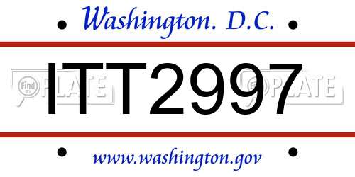 ITT2997 District Of Columbia License Plate
