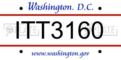 ITT3160 District Of Columbia License Plate