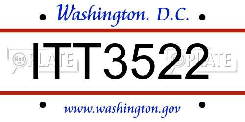 ITT3522 District Of Columbia License Plate