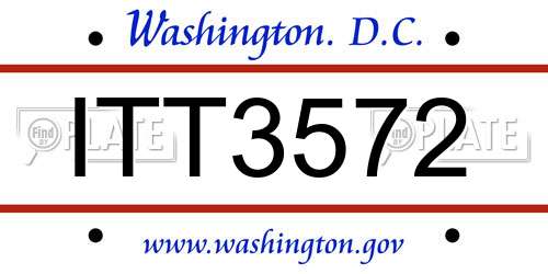 ITT3572 District Of Columbia License Plate