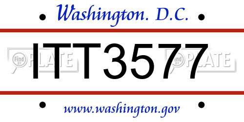 ITT3577 District Of Columbia License Plate