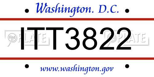ITT3822 District Of Columbia License Plate