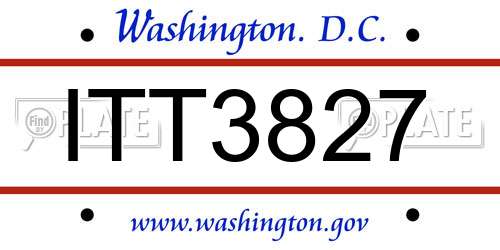 ITT3827 District Of Columbia License Plate