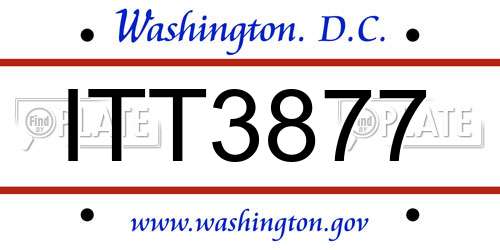 ITT3877 District Of Columbia License Plate